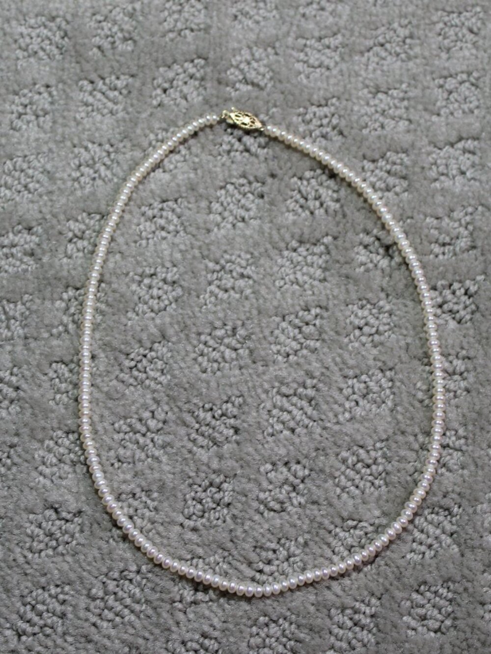14K Yellow Gold 3mm Pearl Beads 16" Necklace